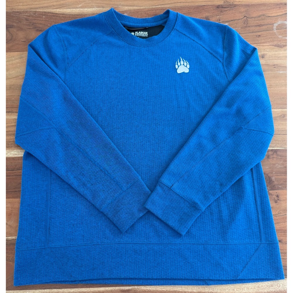 Alaskan Hardgear Duluth Trading Co Mens Blue Waffle Knit Crew Sweatshirt Large